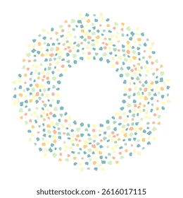 Round frame with colorful dots - hand drawn vector illustration.