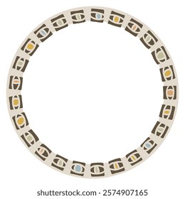 Round frame with colorful eyes pattern. Design element for prints, backgrounds, template, web pages and textile pattern.