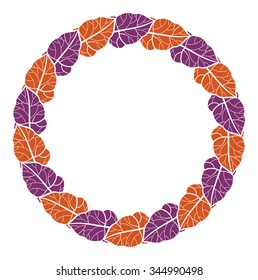 Round frame with colorful leaves