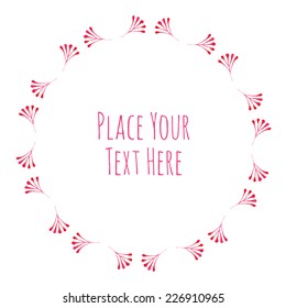 Round frame colorful leaves and branch garland - watercolor vector template