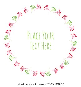 Round frame colorful leaves and branch garland - watercolor vector template