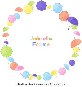 Round frame with colorful umbrellas