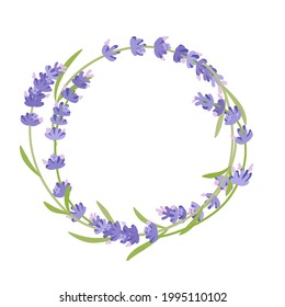 Round frame composition of lavender plant. Vector illustration cartoon flat icon isolated on white background.