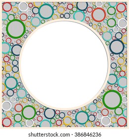 Round Frame with Concentric Circles. Vector Abstract Background with geometric abstract pattern made of set of multicolored rings. Good for wallpapers, web page,  textures, wrapping paper, scrapbook.