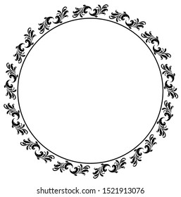 Round Frame concept of Leaves and spirals pattern  - Indian Traditional and Cultural Rangoli, Alpona, Kolam or Paisley vector line art
