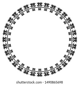 Round Frame concept of Lotus flower petals - Indian Traditional and Cultural Rangoli, Alpona, Kolam or Paisley vector line art 