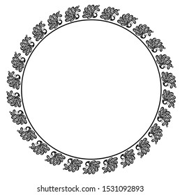 Round frame concept of Peacock with Feathers - Indian Traditional and Cultural Rangoli, Alpona, Kolam or Paisley vector line art 