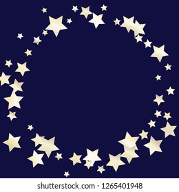 Round frame from Confetti Stars. Isolated gradient stellar elements. Pearl nacre shine. Iridescent glitter festive  celebration vector  template for celebration decorations.