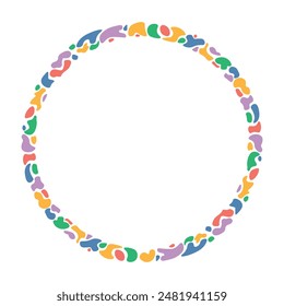 A round frame consisting of multi-colored blots and spots. Vector template without text. Artistic border design. Children's theme Texture frame. EPS10
