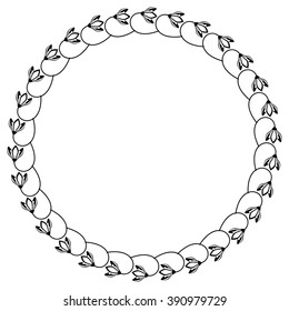 Round frame with contour flowers