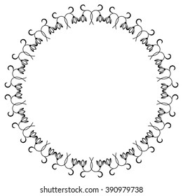 Round frame with contour flowers