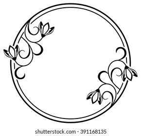 Round frame with contour flowers
