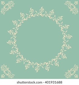 Round frame with corner and  place for text. Template for card vintage style