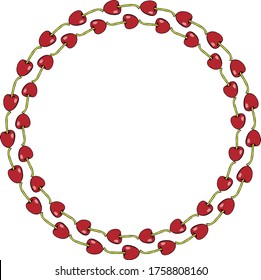 Round frame with creative cherries on white background. Vector image. 
