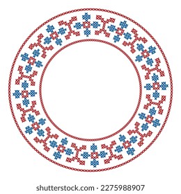 Round frame cross-stitch motifs folk embroidery 