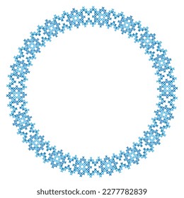 Round frame cross-stitch motifs folk embroidery 