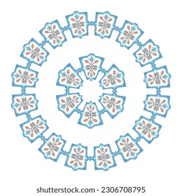Round frame cross-stitch motifs folk embroidery 
