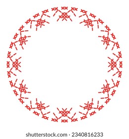 Round frame cross-stitch motifs folk embroidery 
