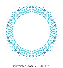 Round frame cross-stitch motifs folk embroidery 