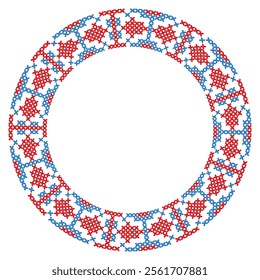 Round frame cross-stitch motifs folk embroidery 