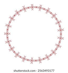 Round frame cross-stitch motifs folk embroidery 