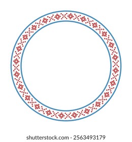 Round frame cross-stitch motifs folk embroidery 