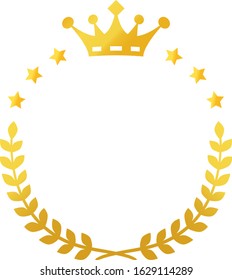 Round frame of a crown and laurels