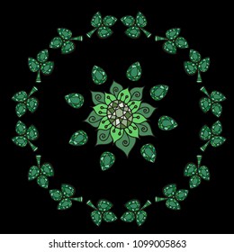 Round frame crystal gems backgrounds. Mosaic wreath background in jewerly style.Jewels frame pattern.