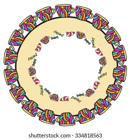 Round frame with a cup