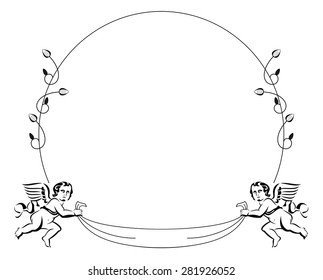 Round frame with cupids