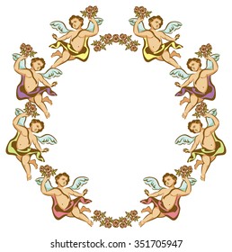 Round frame with Cupids