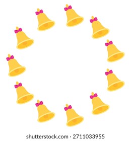 Marco redondo con lindas campanas. Fondo blanco aislado. Simple Ilustración vectorial plana.