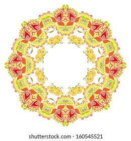 round frame from cute floral ornament