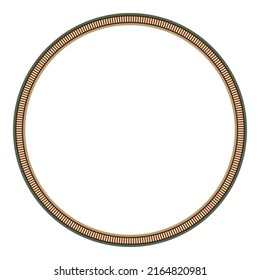 Round frame. Decorative border with Mexican textile pattern. Circle frame.