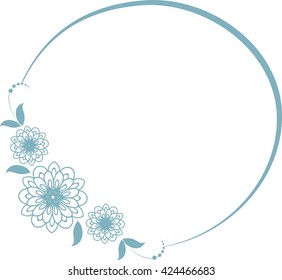 Round frame with decorative branch. Vector illustration.