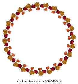 Round frame with decorative cones. 