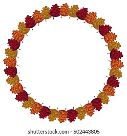 Round frame with decorative cones. Vector clip art.