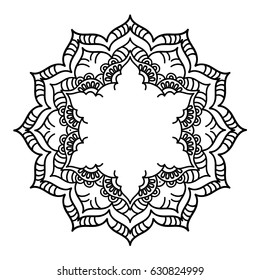 Round frame. Decorative element  can be used for greeting card, wedding invitation. Doodle emblem.