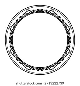 Marco redondo con Elementos decorativos. Ornamento túrquico redondo tradicional. Marco redondo. Borde decorativo. Para cerámica, porcelana, bordado, chorro de arena, láser. Islam, indio, motivo otomano.