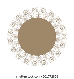 Round frame with decorative elements. Vector illustration.