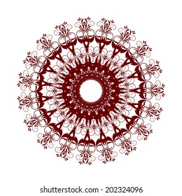 Round frame with decorative elements. Vector illustration.