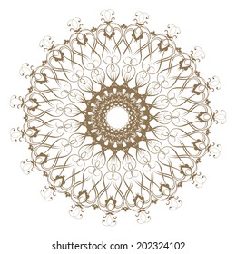 Round frame with decorative elements. Vector illustration.