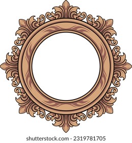 Round frame with decorative elements. Vector illustration.