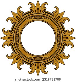 Round frame with decorative elements. Vector illustration.