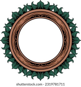Round frame with decorative elements. Vector illustration.