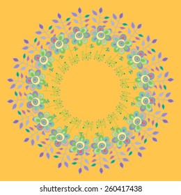 Round frame with decorative elements. Vector illustration.