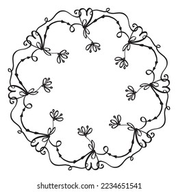 Round frame - decorative floral vector wreath for cards, coasters design.
