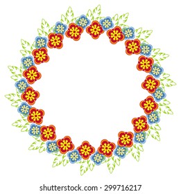 Round frame with decorative flowers