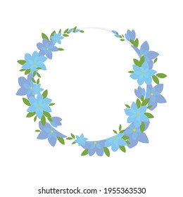 Round frame with decorative flowers. Vector illustration.