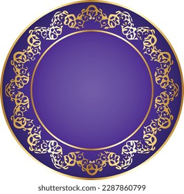 ROUND FRAME Marco decorativo de línea de dibujo para plantilla de diseño. Elegante elemento vector estilo oriental, un lugar para el texto. Borde floral de contorno dorado. Ilustración de encaje para invitaciones y tarjetas de felicitación
